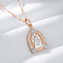 Luxury Virgin Mary Pendant Necklace for Women Men 585 Rose Gold Color Natural Zircon Jesus Charm Daily Fine Jewelry Gifts