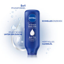 NIVEA In-Dusch Body Milk (400 Ml), Körpercreme Mit Mandel-Öl Und Wasseraktivierter 5In1 Pflege Formel, Feuchtigkeitsspendende Body Lotion Für Die Dusche